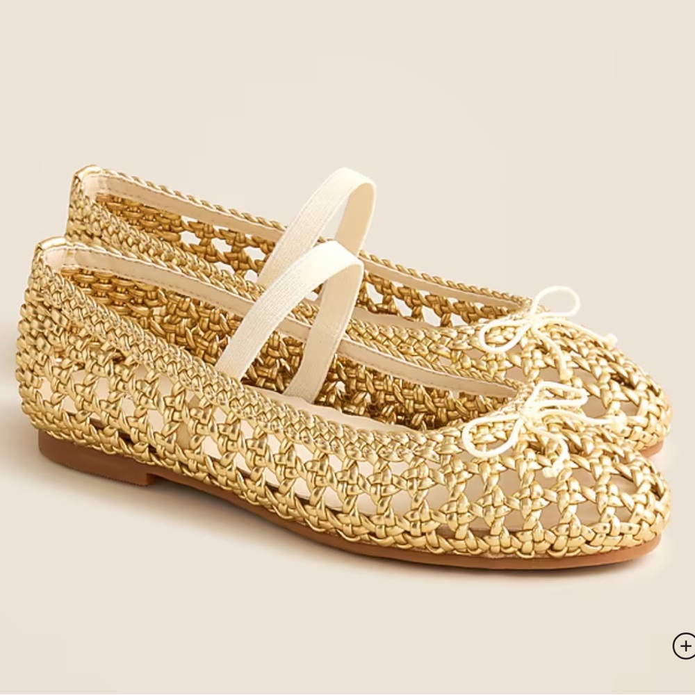 J Crew Crewcuts Girls' basketweave ballet flats in metallic